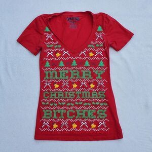 Spencer's Merry Christmas short sleeve v-neck shirt